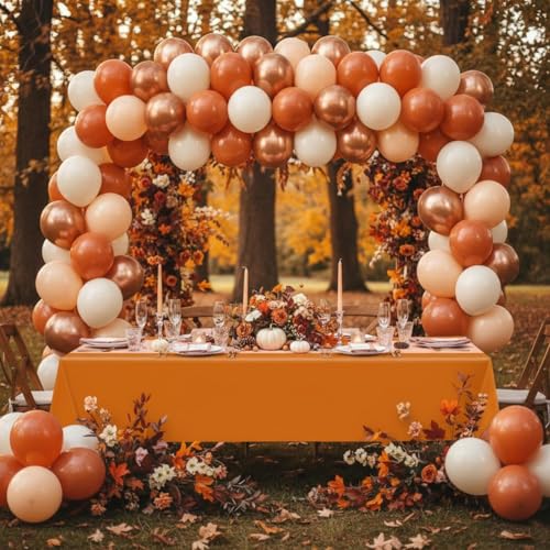 Burnt Orange Disposable Plastic Table Covers - 51x108 Inches for Events