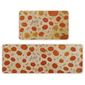 Halloween Kitchen Mat Set of 2 - Pumpkin Fall Design, 17x29 & 17x47 Inches - Orange Variation