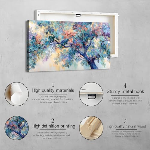 40 Inch Colorful Tree Flower Canvas Wall Art - Abstract Forest Landscape
