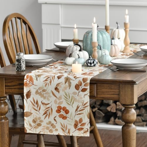 Artoid Mode 13x120 Inch Fall Table Runner Beige Polyester Home Decor
