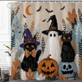 Ghost Black Cat Halloween Shower Curtain 72x72 Inch - Waterproof & Durable Fabric