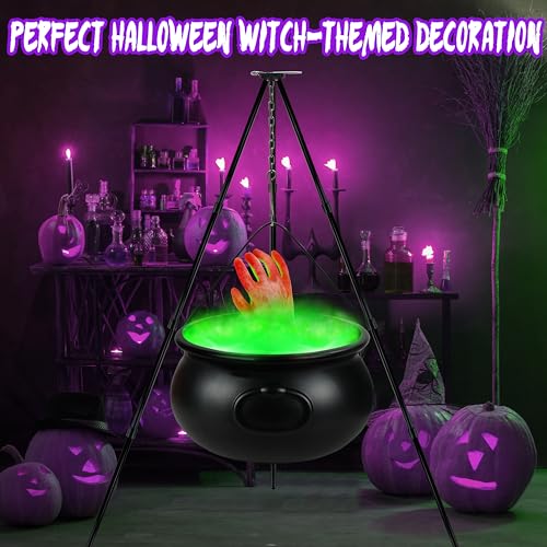 Halloween Outdoor Decorations Witch Cauldron Set with LED Lights & Fake Hand - 12.6 inches