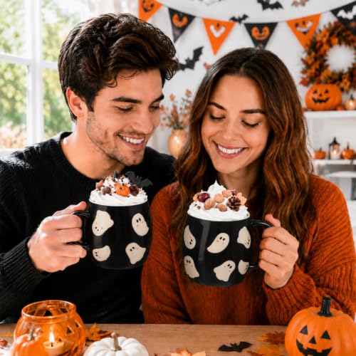 Halloween Ghost Coffee Mugs Set - 12 oz Ceramic Ghosts with Variation 12 oz Halloween Ghost