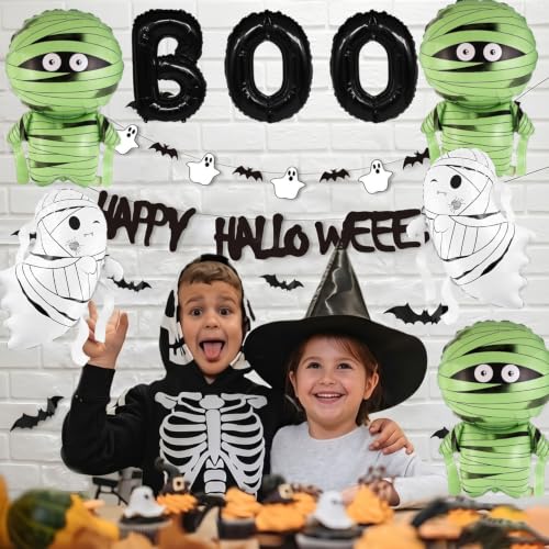 Halloween Party Balloons Set - Foil Ghost Mummy Boo Decorations for Events