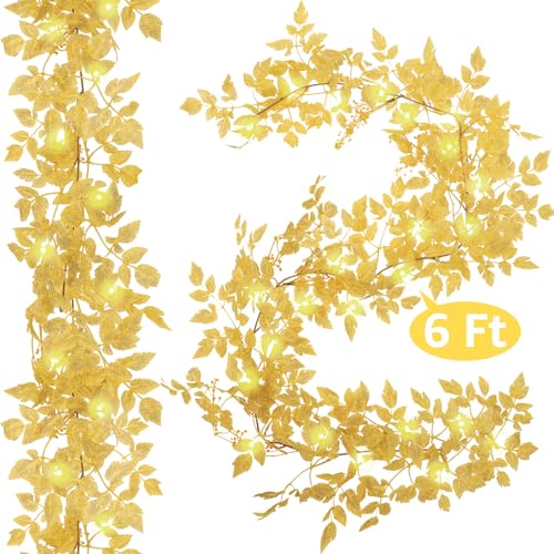 2-Pack 6Ft Fall Garland Set - Plum Cimicifuga Seeded Leaves for Autumn Decor