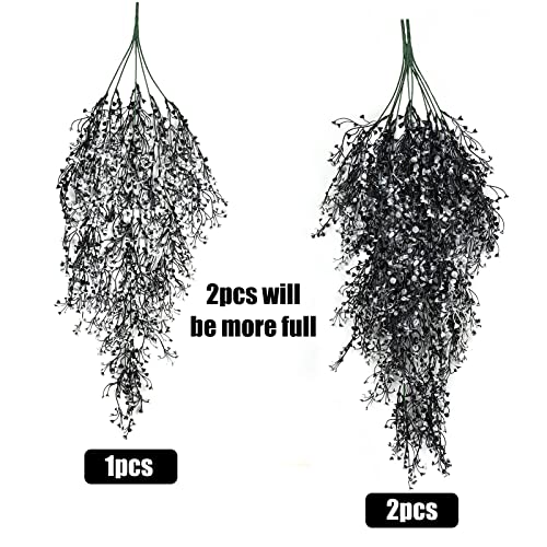 Artificial Hanging Wisteria Plants Set - Black & White, 4 Pack, 31.5 Inches