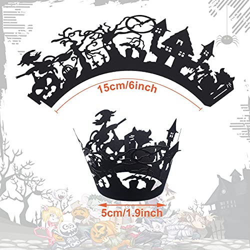 Halloween Cupcake Wrappers Set - Spiderweb Castle Laser Cut Paper 96 pcs