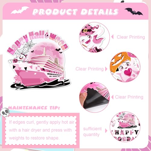 Pink Halloween Ghost Magnets for Cruise Door Decoration - 21pcs