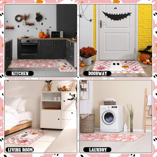 Halloween Ghost Kitchen Mat Set Pink Non Slip Rugs - Ghost / Pink Variation