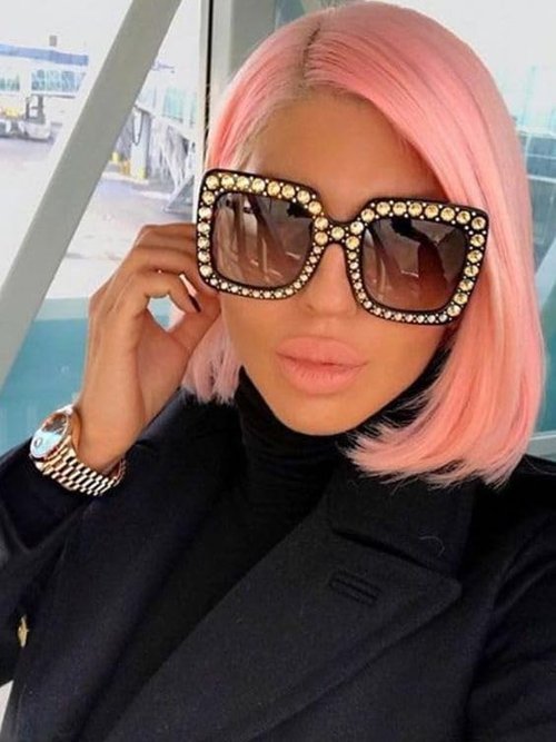Bob Wig Human Hair Pink 13x4 Lace Front Wigs Human Hair, 180 Density Glueless Wigs Human Hair Pre Plucked Pre Cut 12 Inch Short Bob Wig Brazilian Virgin Human Hair Lace Front Wigs for Black Women