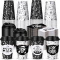 Halloween Skeleton 12 oz Disposable Coffee Cups with Lids & Sleeves - Pack of 100