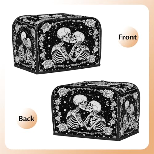 Halloween Skull Skeleton 2-Slice Wide Slot Toaster Cover - Dustproof Kitchen Protector - A04