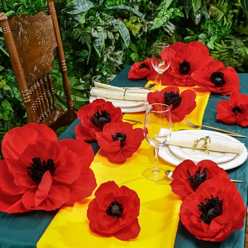 Large Red Poppy Paper Flowers Set of 30 Halloween Party Decor - Variation of THIS listing