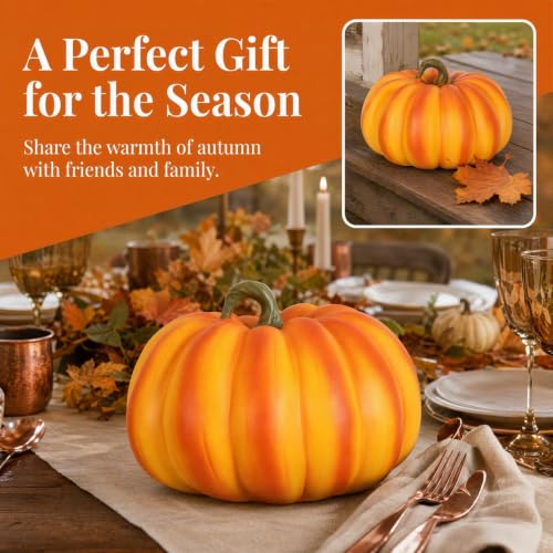 Artificial Pumpkin Decoration - Realistic Resin Fall Halloween Thanksgiving Ornament 19x14cm