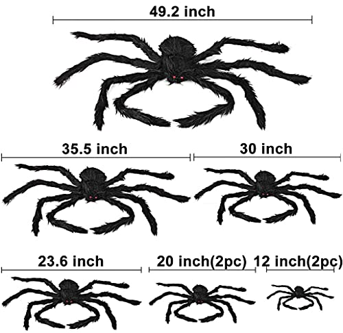 Halloween Spider Decorations Set with Cobwebs and Fake Spiders for Indoor Outdoor Yard Party