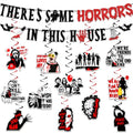 Halloween Horror Banner with Blood Dripping Letters and Spooky Silhouettes