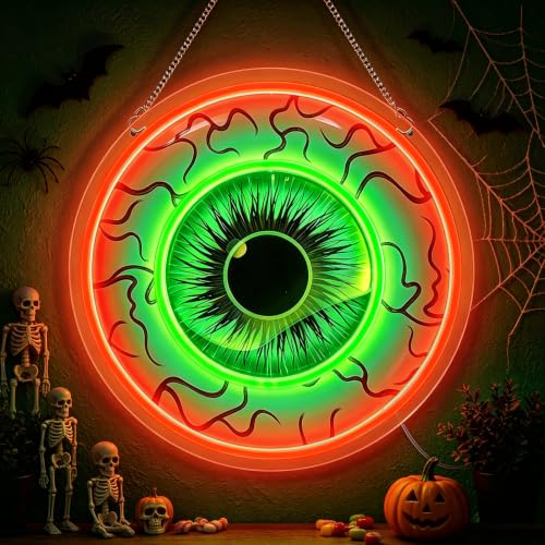 Eyeball Neon Sign Halloween Decorations Dimmable Wall Light - Red & Green Variation