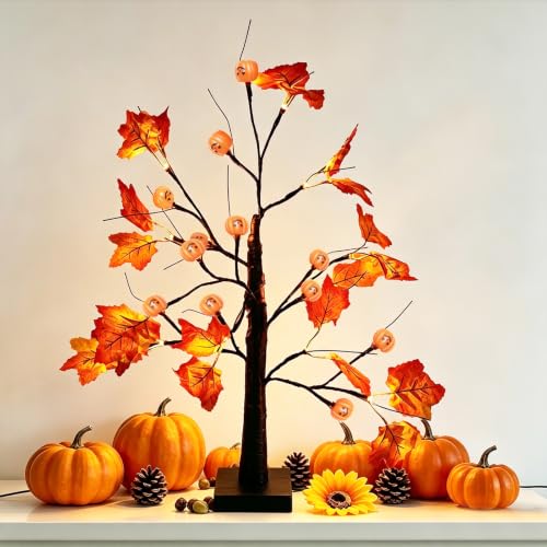 DIY Fall Pumpkin Lamp with Bat & Spider Web Decorations for Home Decor