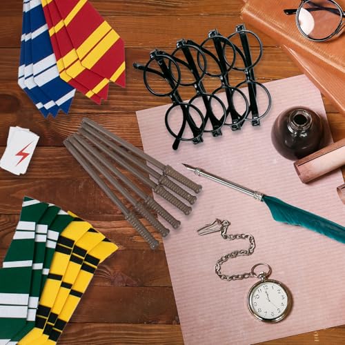 Wizard Party Favors Set - Wizard-48 Includes Wands Glasses Ties Stickers for Birthday & Halloween