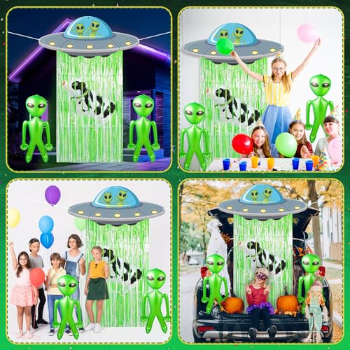 Alien Door Curtain with Foil Fringe for Space Party Decorations