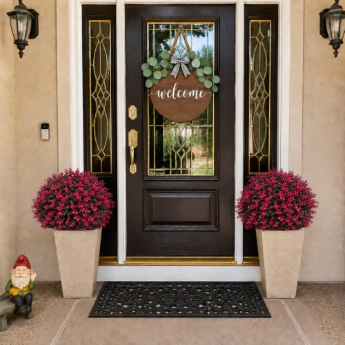 Artificial Topiary Trees Outdoor Faux Bushes Set of 2 - 22in Red Variation