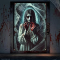 Halloween Web Girl Window Cover 31x47 Inch Spooky Decoration