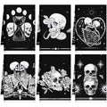 Halloween Skeleton Kitchen Towels - Black Skull Kiss Variation, 6 Pack