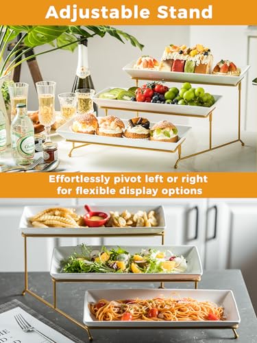 14 In Gold 3-Tier Serving Tray with Adjustable Stand for Parties & Events