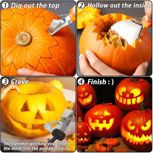 Pumpkin Carving Kit 22Pcs Stencils Tools Set Halloween Decoration - Variation of This Listing