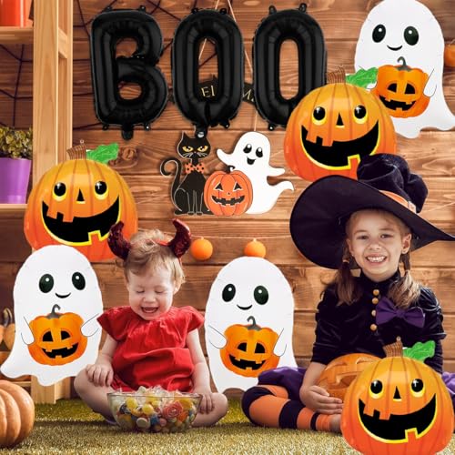 Halloween Balloons Set - Ghost & Pumpkin Foil Balloons for Party Decorations