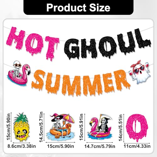 Hot Ghoul Summer Decorations Banner Set with Hanging Swirls - Party Decor
