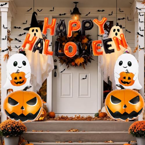 Halloween Balloons & Wall Stickers Party Decor Set - Pumpkin, Ghost, Bat