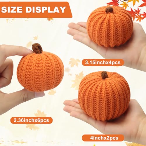 Crochet Pumpkin Decor Set - 12 Handmade Fall and Halloween Oranges with 3 Sizes