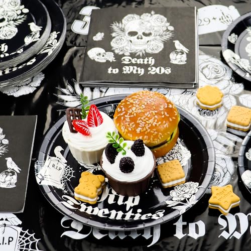 30th Birthday Decorations - Black Rip to My 20s Party Pack with Plates, Napkins & Tablecloth
