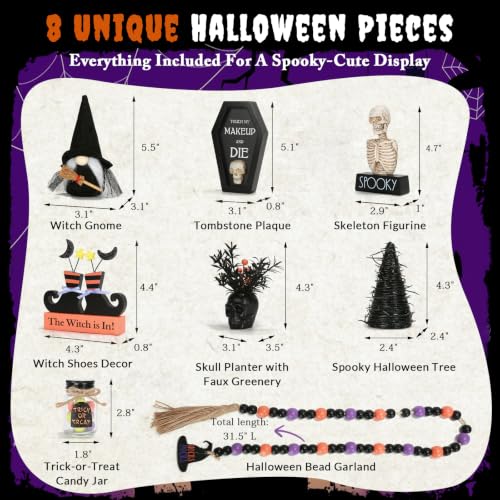 Halloween Tiered Tray Decor Set - 8pcs Spooky Farmhouse Halloween Decorations