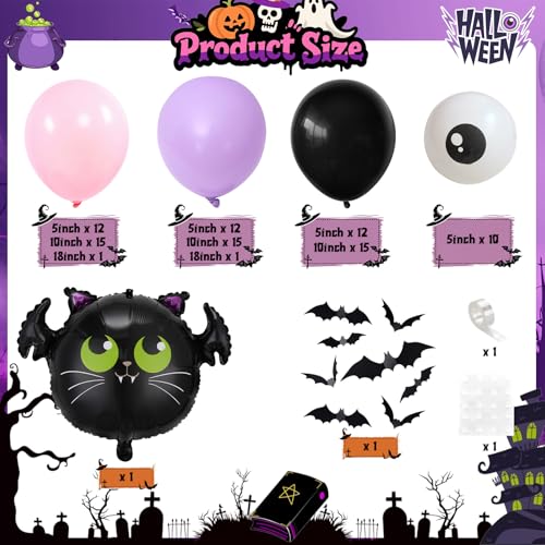 Pink Purple Black Halloween Balloon Arch Kit with Spooky Decorations - Froova