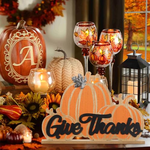 Double-Sided Pumpkin Thanksgiving Table Decor - Indoor Fall & Halloween Ornament
