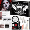 Goth Makeup Kit - Halloween Face Paint, Lipstick, Eye Shadow, False Eyelashes & Nails