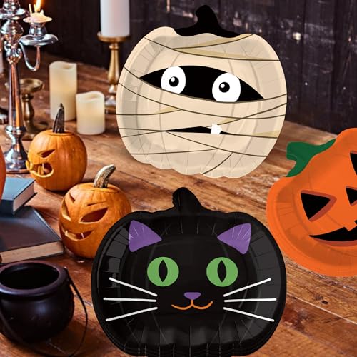 Halloween Paper Plates 48pcs Pumpkin Variation 9 Inch Party Supplies