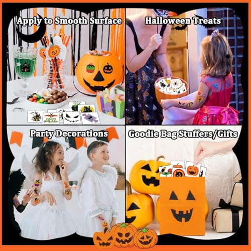 Kids Halloween Temporary Tattoos Set - 204 Sheets Party Favors & Decorations