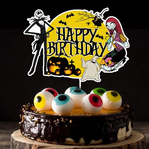 Halloween Nightmare Cake Topper Skeleton Spooky Birthday Decorations