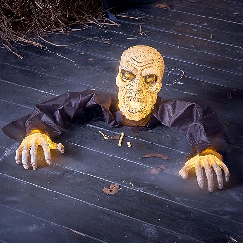 Halloween Zombie Groundbreaker Decoration - Lighted Outdoor Yard Prop, Creepy 20.5 Inch Spooky Scene Set