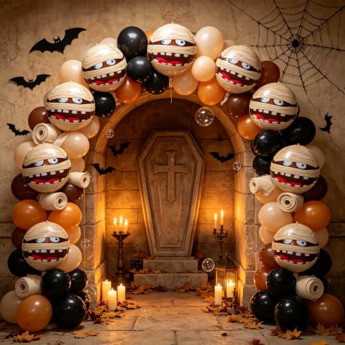 2-Pack 22-Inch Mummy Head Foil Balloons for Halloween & Egyptian Theme Decor