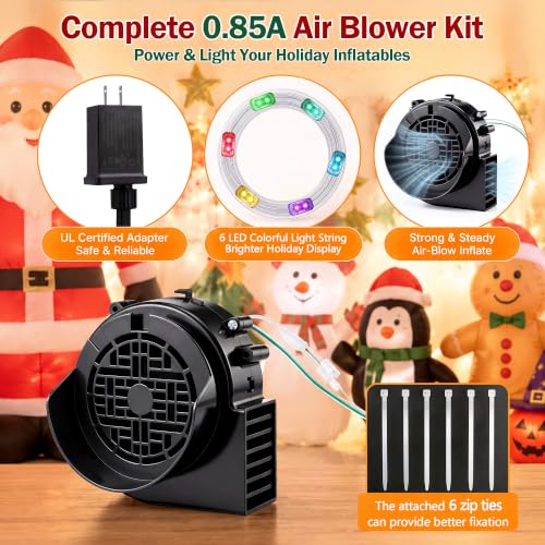 Air Blower for Inflatable with 6 Colorful LED Light String - 0.85A Waterproof Kit - Variation of THIS listing