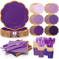 Purple Party Plates and Napkins Set for 48 Guests - Purple / 48 Set