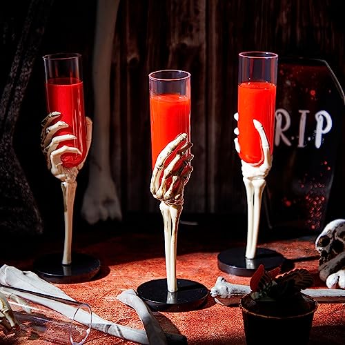 Skeleton Hand Champagne Flutes Set - 24 Plastic Party Cups for Halloween