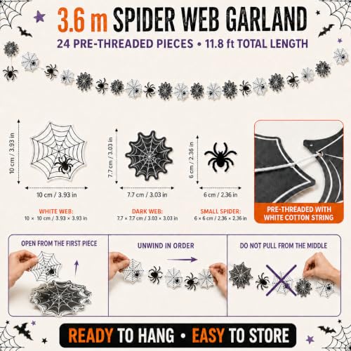 Halloween Banner and Spider Web Decoration Set - Happy Halloween & Spider Web Variation