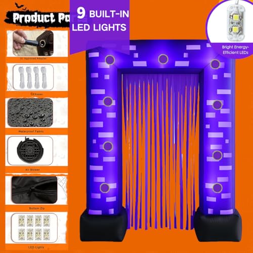 7.4FT Halloween Inflatable Car Decoration Kit with LED Arch for Trunk or Treat