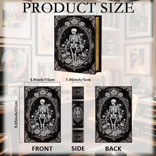 Gothic Book Storage Box with Skeleton Rose Pattern - Faux Leather Jewelry Organizer - Skeleton-1