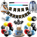 Galaxy Wars Party Favor Set with Balloons, Banners, Cake Topper & Light Sabers